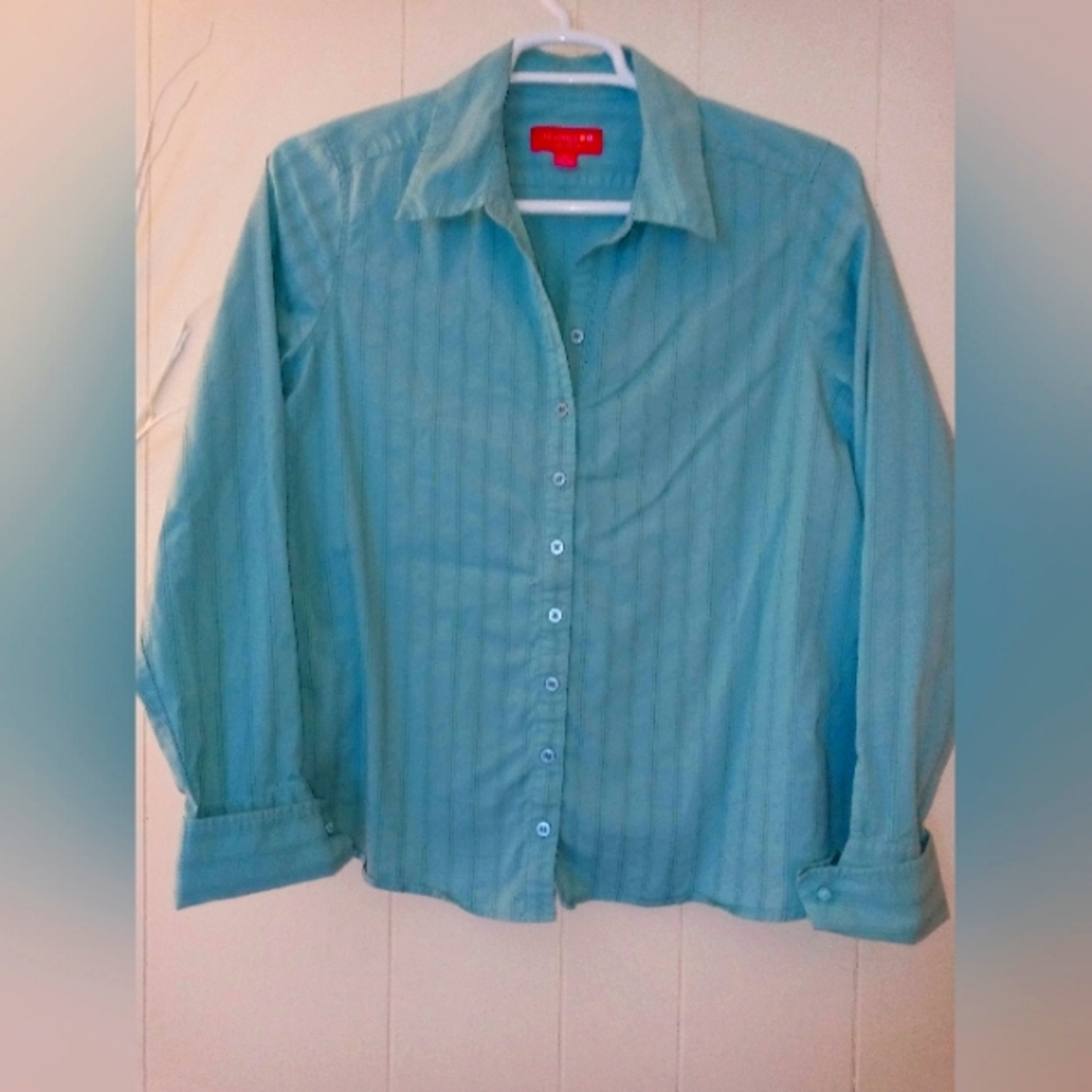 Turquoise Maternity button down womens shirt